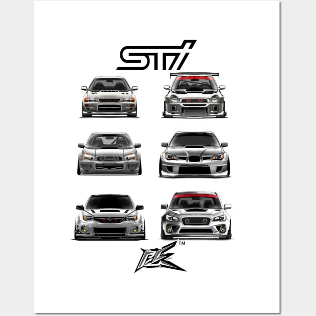 evolution of the impreza wrx sti Wall Art by naquash